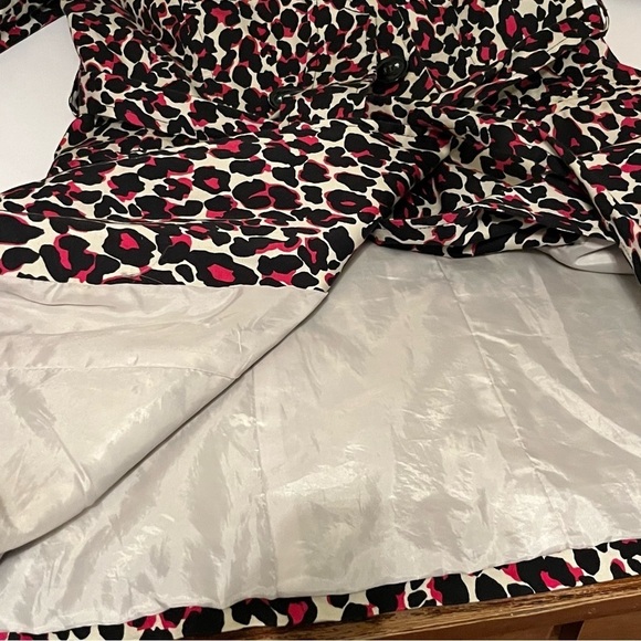 Leopard Animal Print Trenchcoat Rain Jacket Black Pink Small - Picture 5 of 12